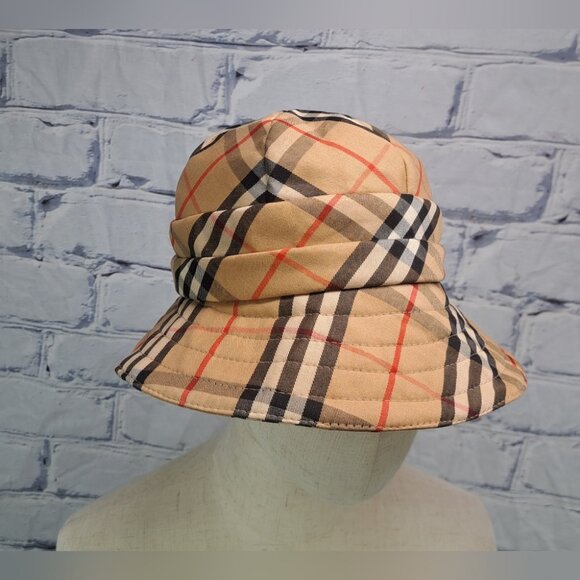 Vintage Burberry Women\'s Hat Nova Check Bucket Hat 60s 50s Size Medium 7\